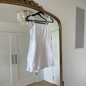 Abercrombie & Fitch White Linen Tie Strap Dress
